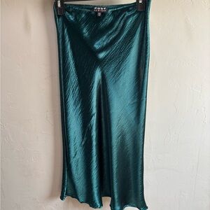Poof! Shimmering Teal Midi Skirt